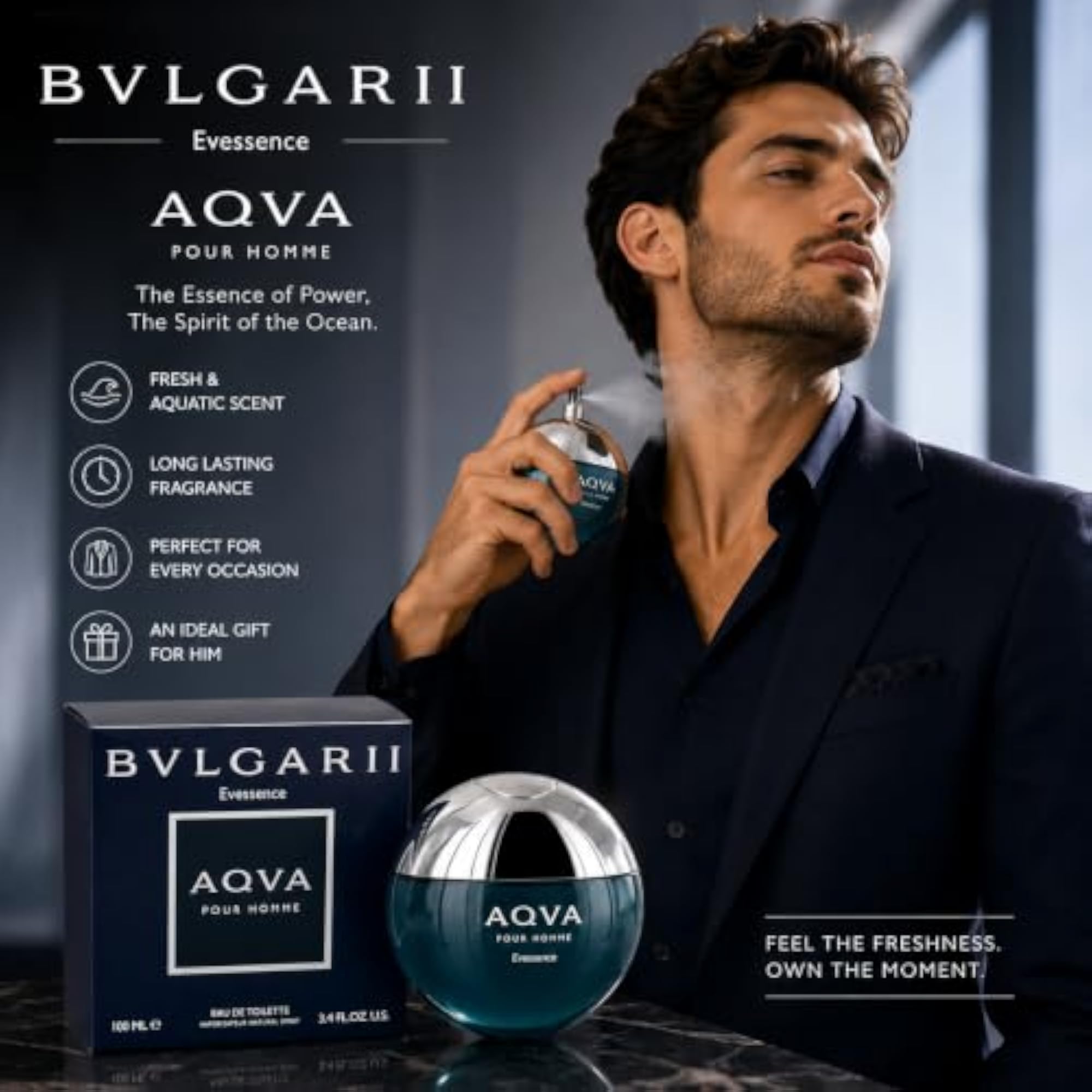 Men's Perfume Compatible with Bvlgarii Aqva EDT, 100ml